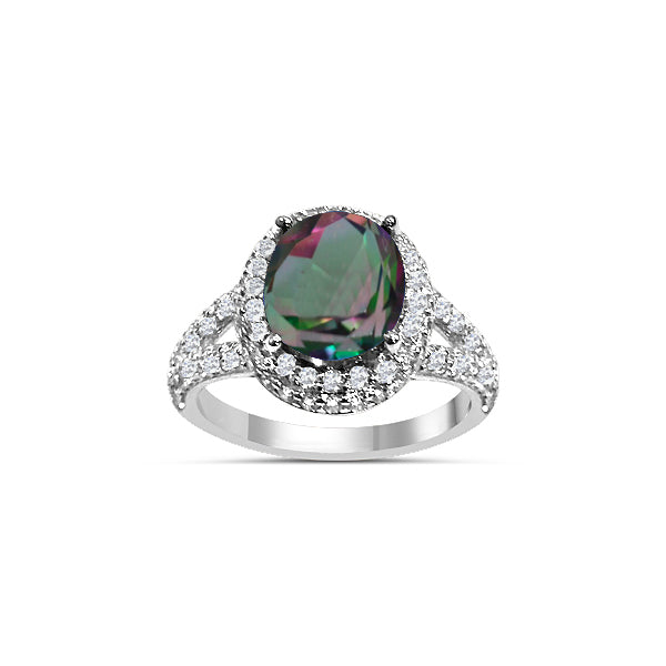 Caymanique Ring in 925 Sterling Silver and CZs, 2.50cttw