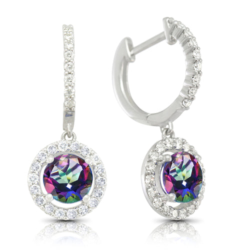 Caymanique Earrings in 925 Sterling Silver and CZs, 3cttw