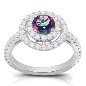Caymanique Ring in 925 Sterling Silver and CZs, 1.25cttw