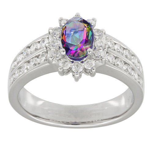 Caymanique Ring in 925 Sterling Silver and CZs, 2.25cttw