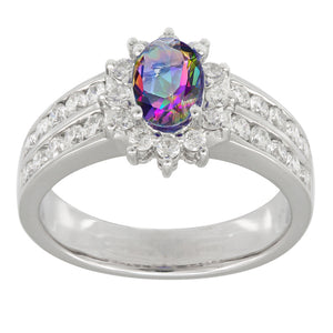 Caymanique Ring in 925 Sterling Silver and CZs, 2.25cttw
