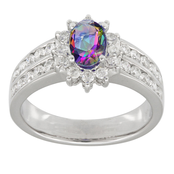 Caymanique Ring in 925 Sterling Silver and CZs, 2.25cttw