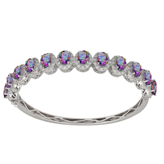 Caymanique Bangle in 925 Sterling Silver and CZs, 8.0cttw