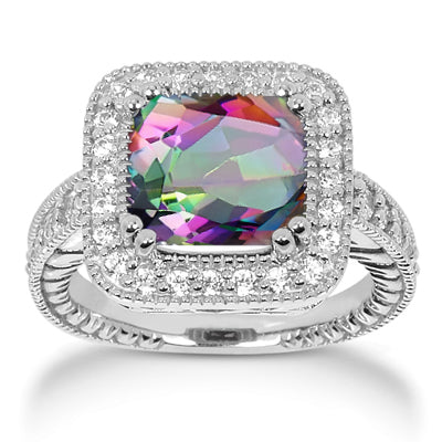 Caymanique Ring in 925 Sterling Silver and CZs, 3.0cttw
