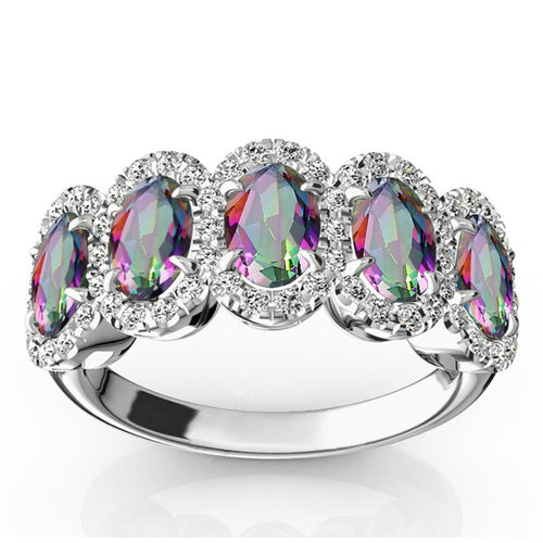 Caymanique Ring in 925 Sterling Silver and CZs, 3.0cttw