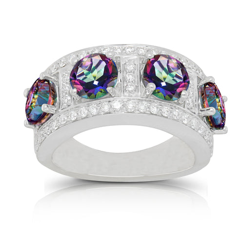 Caymanique Ring in 925 Sterling Silver and CZs, 3.50cttw