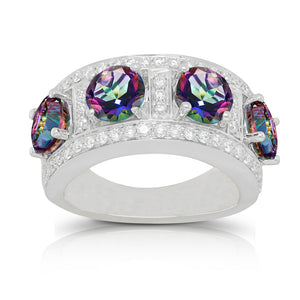 Caymanique Ring in 925 Sterling Silver and CZs, 3.50cttw